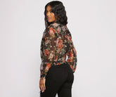 Bomber en organza à imprimé floral